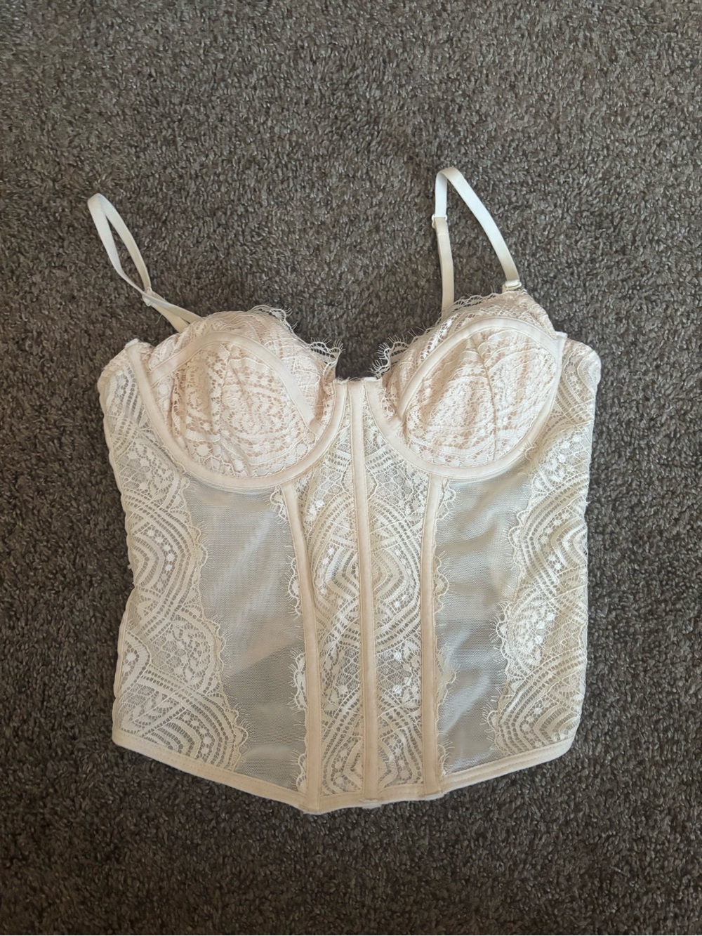 Garage Cream Lace Bustier Corset Romantic Top